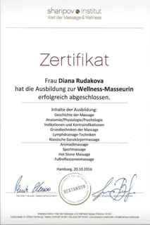 Сертификат по wellness-массажу · Гамбург, 2016